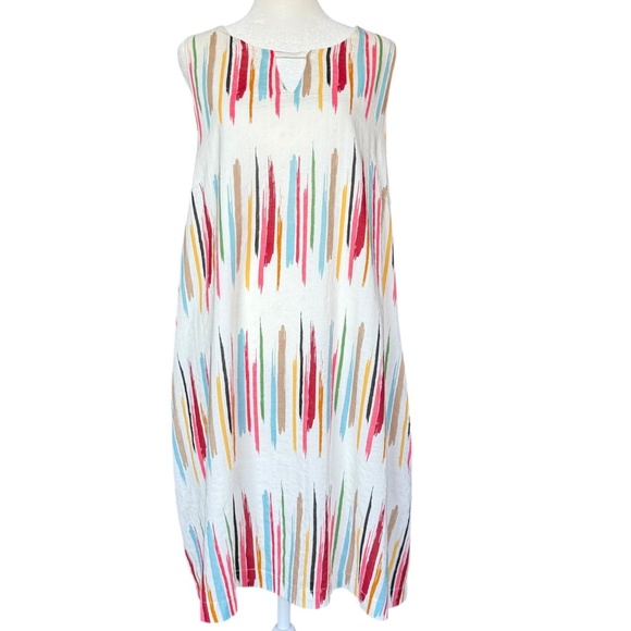 Louche Dresses & Skirts - Louche Abstract Brush 100% Cotton Sleeveless Dress Sz 10